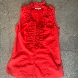 Dalia Collection Vibrant Red Ruffle Blouse